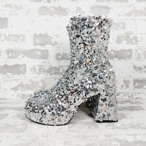 NEW Abound Steffie Platform Bootie In Silver Sequins H1010
